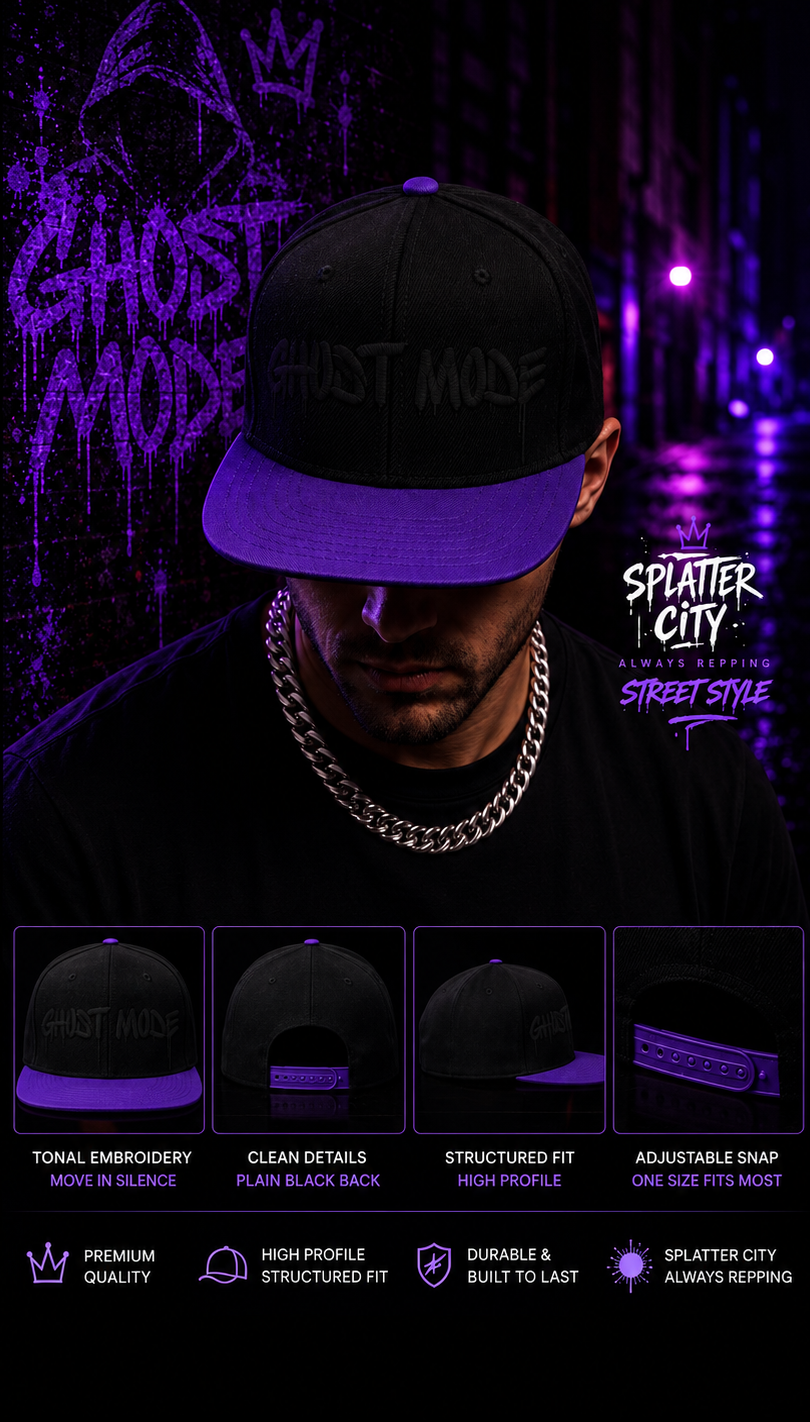 Splatter City™ Ghost Mode Snapback – Black/Purple