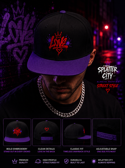 Splatter City™ Love Snapback – Black/Purple
