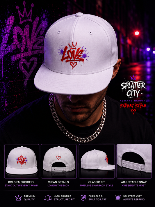 Splatter City™ Love Snapback – White