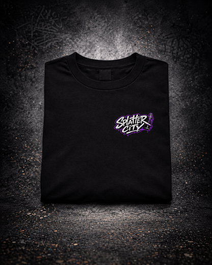 Splatter City™ Skate Mascot Tee – Purple Drip Edition